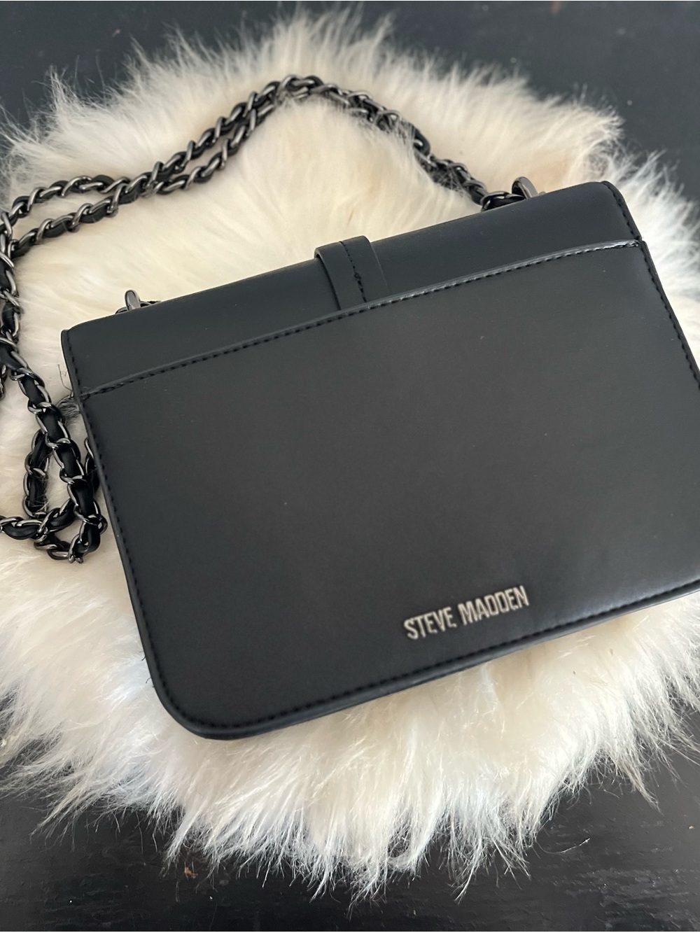 Steve Madden Black Chain-Strap Crossbody Bag